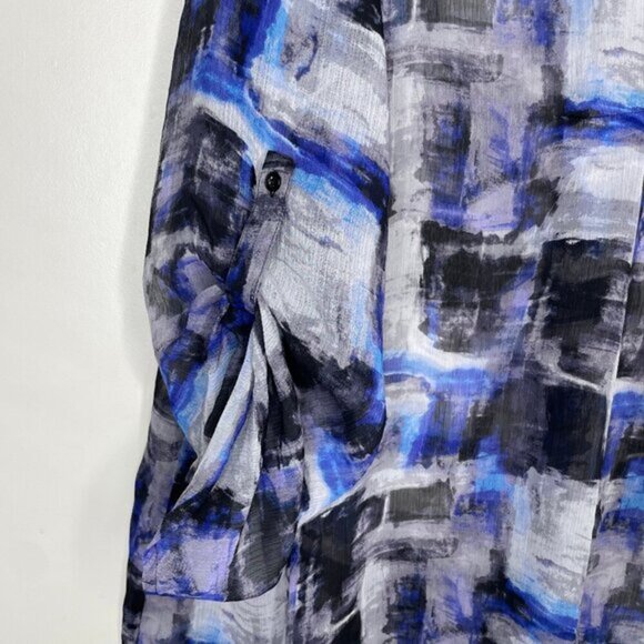 Simply Vera Wang Women's Roll Tab Print Pullover Boho Sheer Blouse Plus Size 2x - Picture 5 of 8